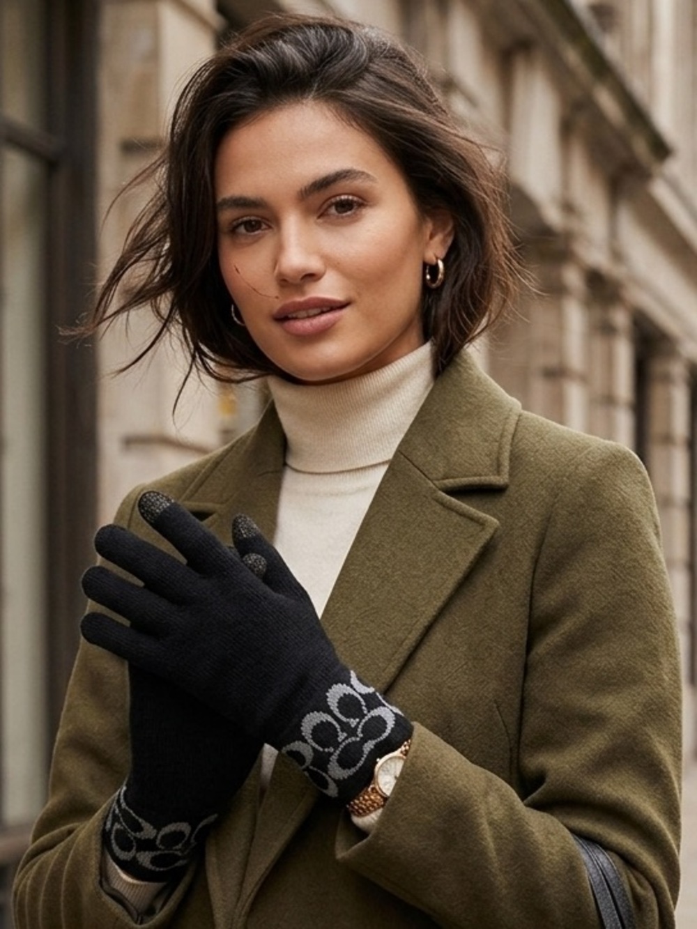 Coach Signature Knit Touch Gloves NWT